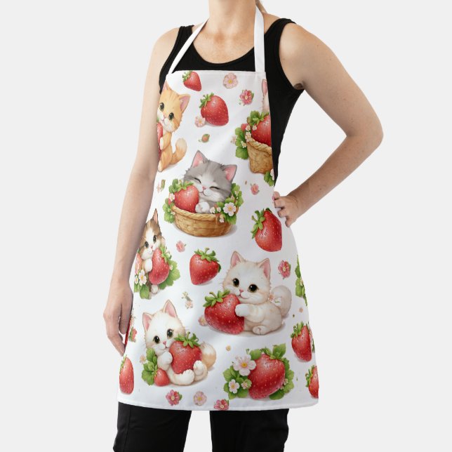 Cute Kittens and Strawberries Kitchen Apron Schürze (InSitu)