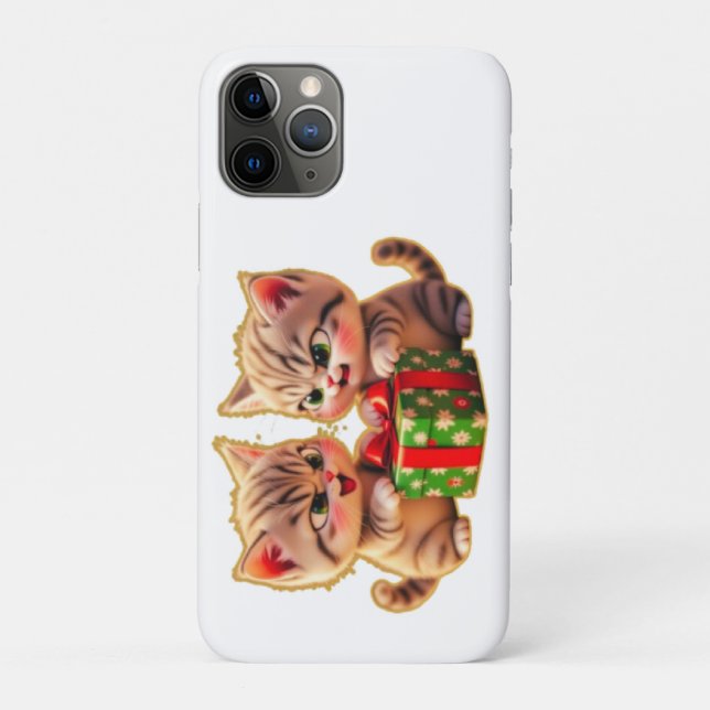**Cute Kittens Fighting Over a Gift – Funny Christ Case-Mate iPhone Hülle (Rückseite)
