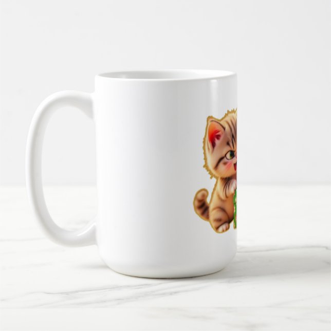 **Cute Kittens Fighting Over a Gift – Funny Christ Kaffeetasse (Links)