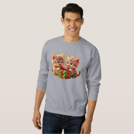 **Cute Kittens Fighting Over a Gift – Funny Christ Sweatshirt