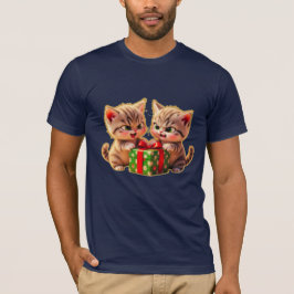 **Cute Kittens Fighting Over a Gift – Funny Christ T-Shirt