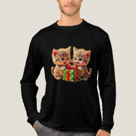 **Cute Kittens Fighting Over a Gift – Funny Christ Tri-Blend Shirt