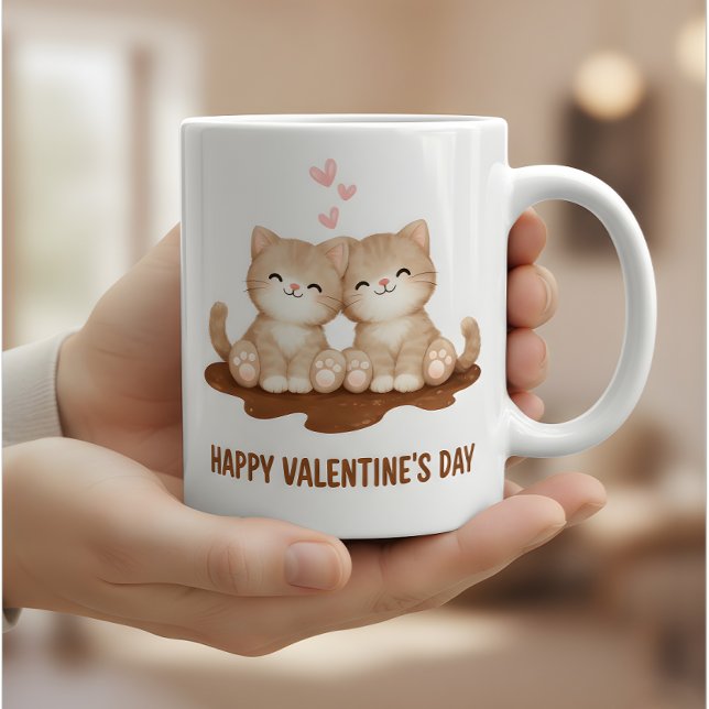 Cute Kittens Happy Valentine's Day Mug Cat Lover Kaffeetasse (Von Creator hochgeladen)