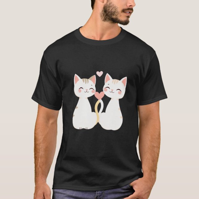 Cute Kittens Heart Tail Love Wedding Art ✨🐾💕 T-Shirt (Vorderseite)