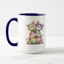 Cute Kittens Holding Pastel Heart Gift Art Tasse