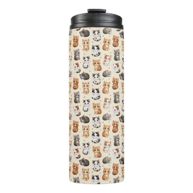 Cute Kittens Pattern – Adorable Cat Illustration  Thermosbecher (Vorderseite)
