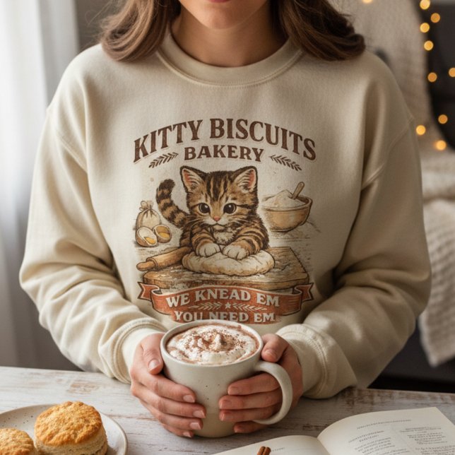 Cute Kitty Biscuits Bakery "We Knead 'Em" Pun  Tri-Blend Shirt (Von Creator hochgeladen)