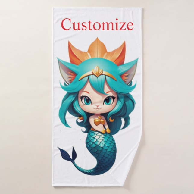 Cute Kitty Cat Mermaid Thunder_Cove Badehandtuch (Badehandtuch)