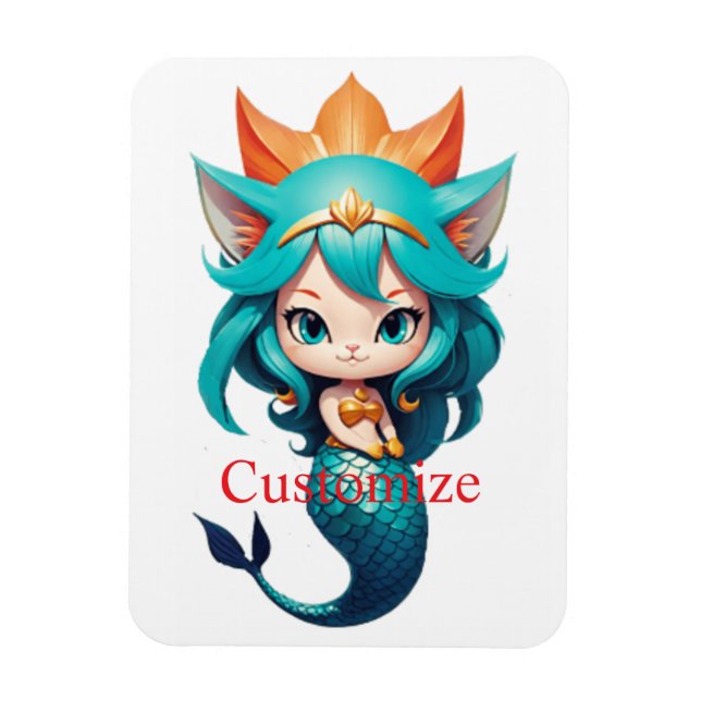 Cute Kitty Cat Mermaid Thunder_Cove Magnet (Vertikal)