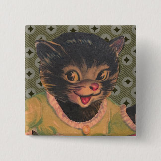 Cute Kitty Cat Vintage Animal Pictures Black Cat Button