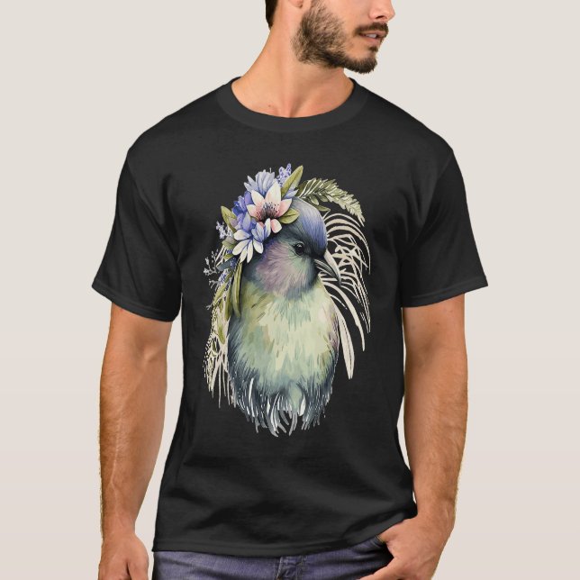 Cute Kiwi Bird Flower Crown Floral Exotic Birds T-Shirt (Vorderseite)