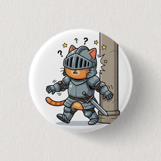 Cute Knight Cat Button (Vorderseite)