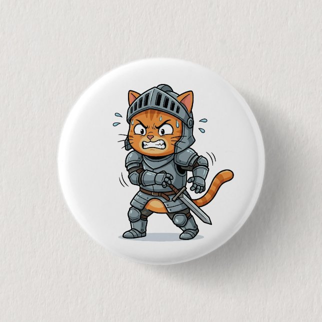 Cute Knight Cat Button (Vorderseite)