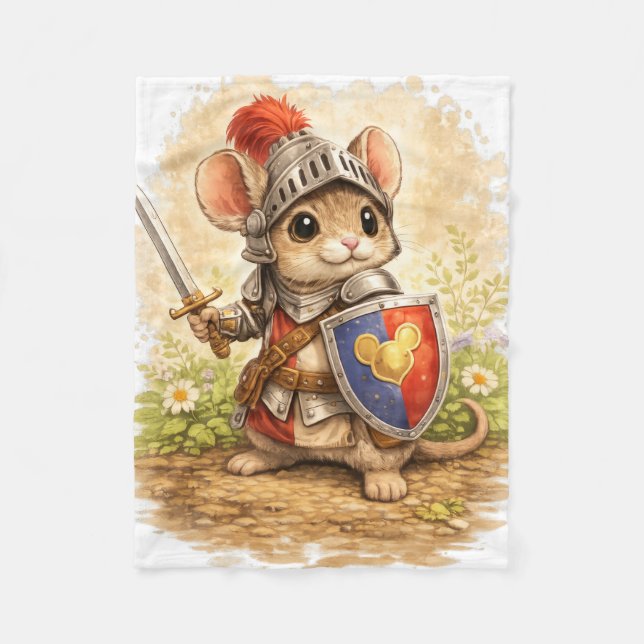 Cute Knight Mouse Blanket – Kawaii Animal Fleecedecke (Vorderseite)
