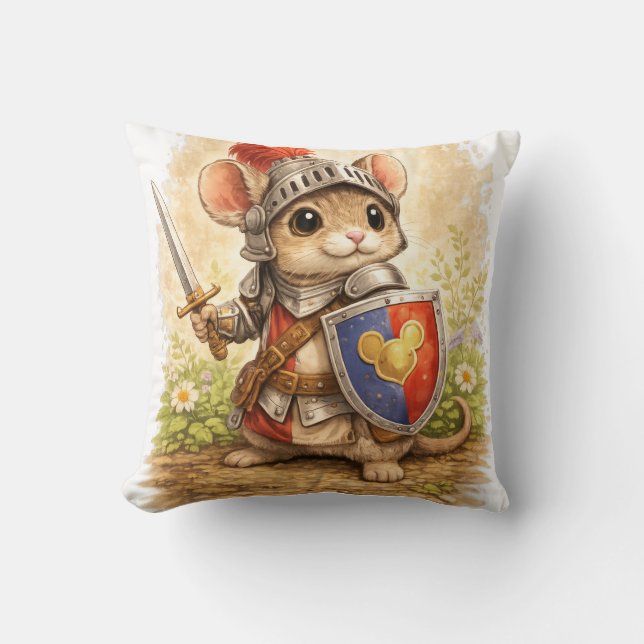 Cute Knight Mouse Kawaii Fantasy Animal Brave Litt Kissen (Vorderseite)