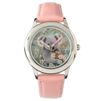 Cute Koala Elegant Pastel Floral Armbanduhr