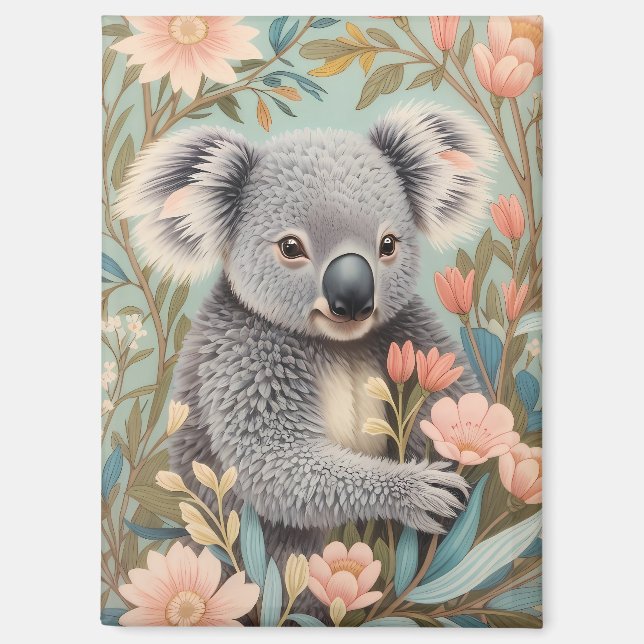 Cute Koala Elegant Pastel Floral Magnet (Vorderseite)