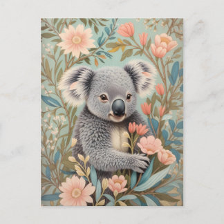Cute Koala Elegant Pastel Floral Postkarte