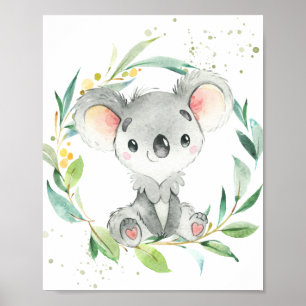 Cute Koala Eucalyptus Greenery Kids Wall Art Poster