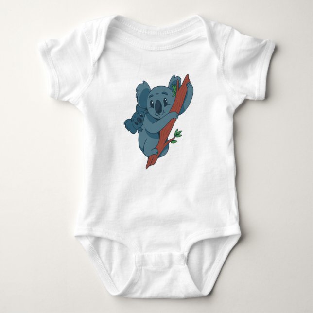 Cute Koala Family Illustration - Nature-Loving Kid Baby Strampler (Vorderseite)