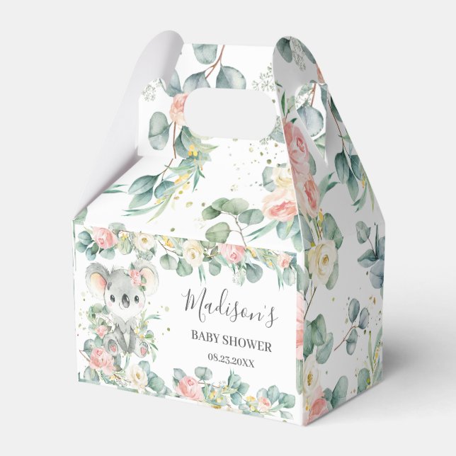 Cute Koala Pink Floral Baby Shower Thank You  Geschenkschachtel (Vorderseite)