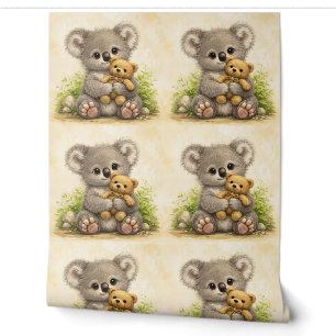 Cute Koala Teddy Pattern Wallpaper Kawaii Tapete