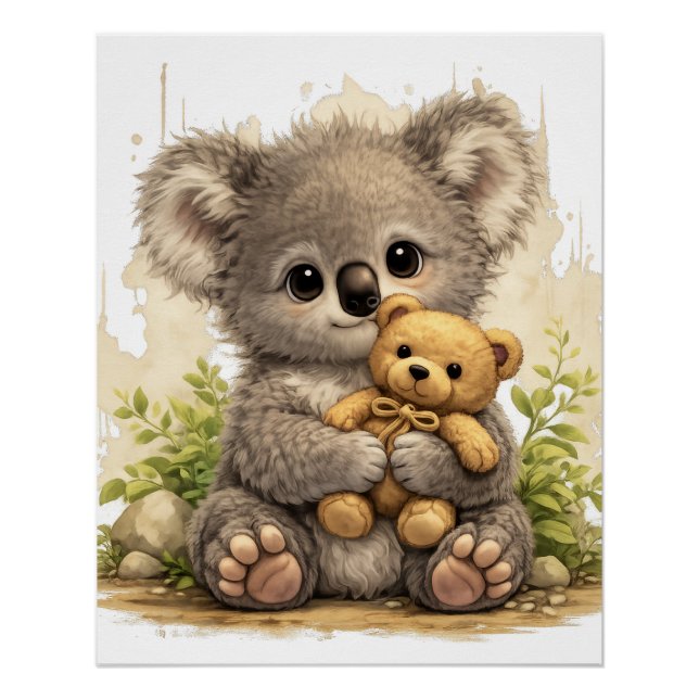Cute Koala Teddy Poster Kawaii Animal (Vorderseite)