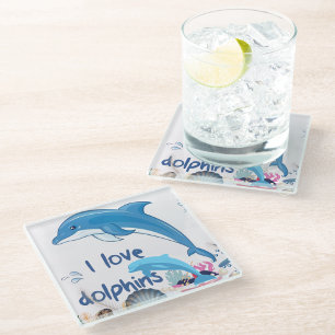 Cute l Love Delphine Quotes Dolphin Lovers Glasuntersetzer