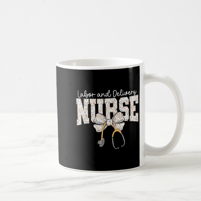 Cute Labor And Delivery Nurse Stethoscope Coquette Kaffeetasse (Rechts)