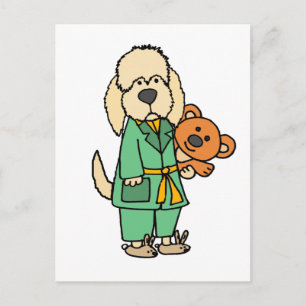 Cute Labradoodle Dog with Teddy Postkarte