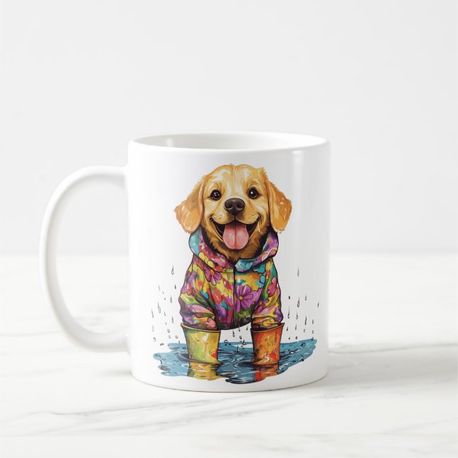Cute Labrador Retriever Rain Puddle Kaffeetasse (Links)