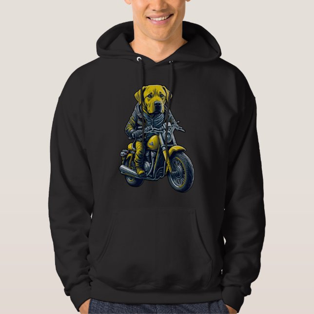 Cute Labrador ride on a motorcycle  Christmas Hoodie (Vorderseite)