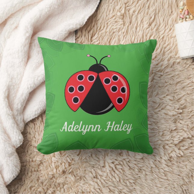 Cute Lady Bug Baby Birth Stats Throw Pillow Kissen (Decke)