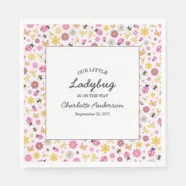 Cute Ladybug Pink Girl Baby Shower Serviette