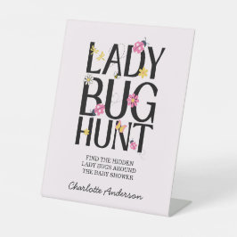 Cute Ladybug Pink Girl Baby Shower Sockelschild