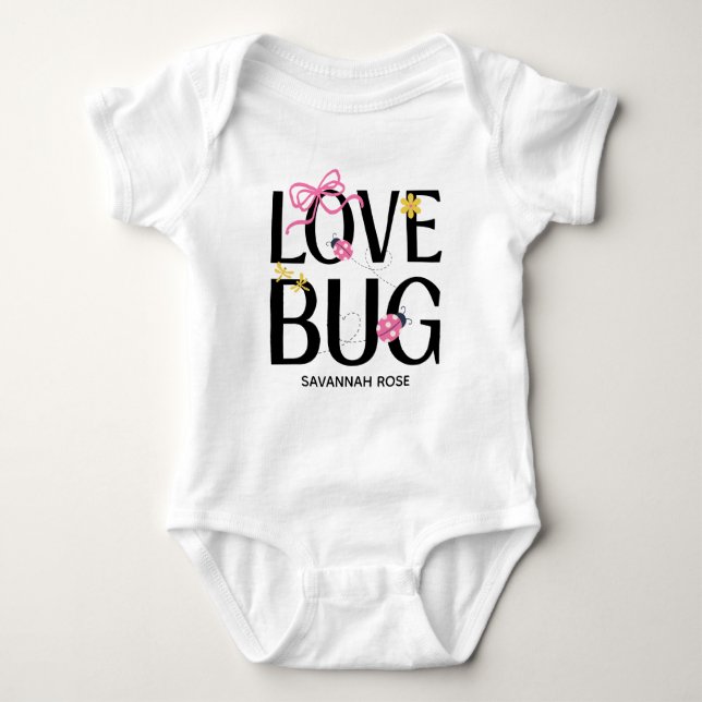 Cute Ladybug Pink Girl Baby Shower Strampler (Vorderseite)