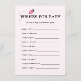 Cute Ladybug Pink Girl Baby Shower Wishes For Baby Begleitkarte