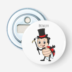 Cute ladybug with top hat and tie cartoon flaschenöffner