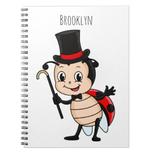 Cute ladybug with top hat and tie cartoon  notizblock