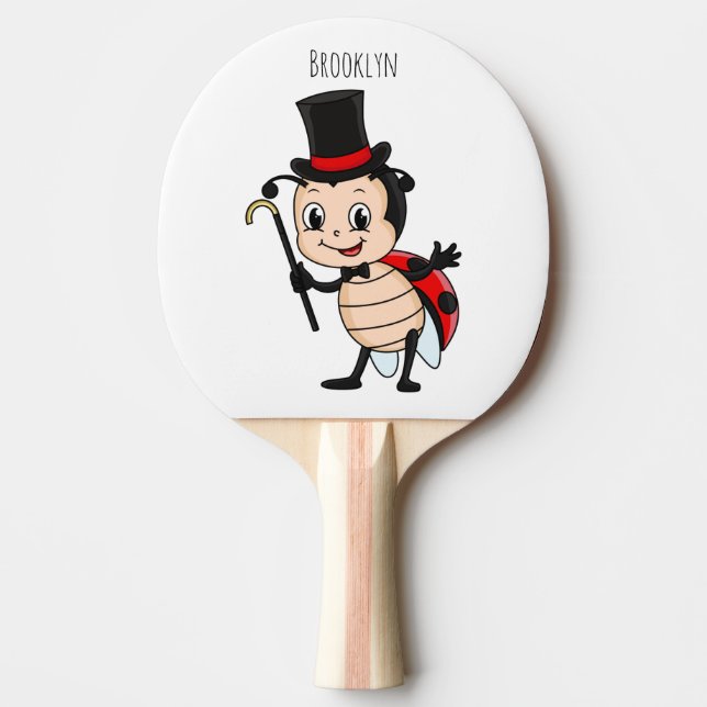 Cute ladybug with top hat and tie cartoon tischtennis schläger (Vorderseite)