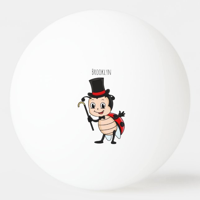Cute ladybug with top hat and tie cartoon tischtennisball (Vorderseite)