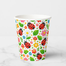 Cute Ladybugs and Flowers for Kids Nature Lover Pappbecher