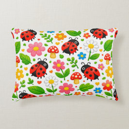 Cute Ladybugs Floral Kids with Flowers and Leaves Dekokissen