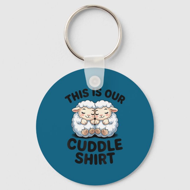 Cute Lamb Couple This Is Our Cuddle  Schlüsselanhänger (Vorderseite)