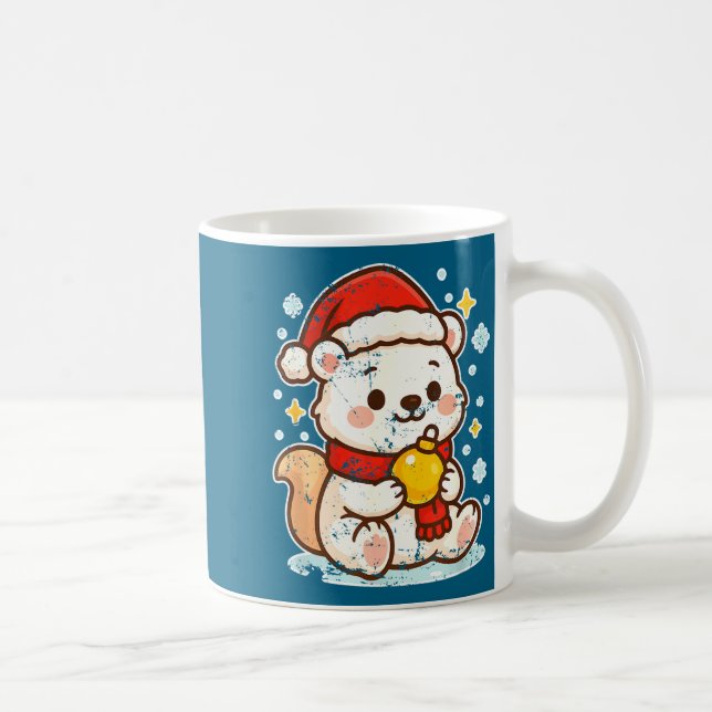 Cute Lar Bear Winter With Santa Hat  Kaffeetasse (Rechts)