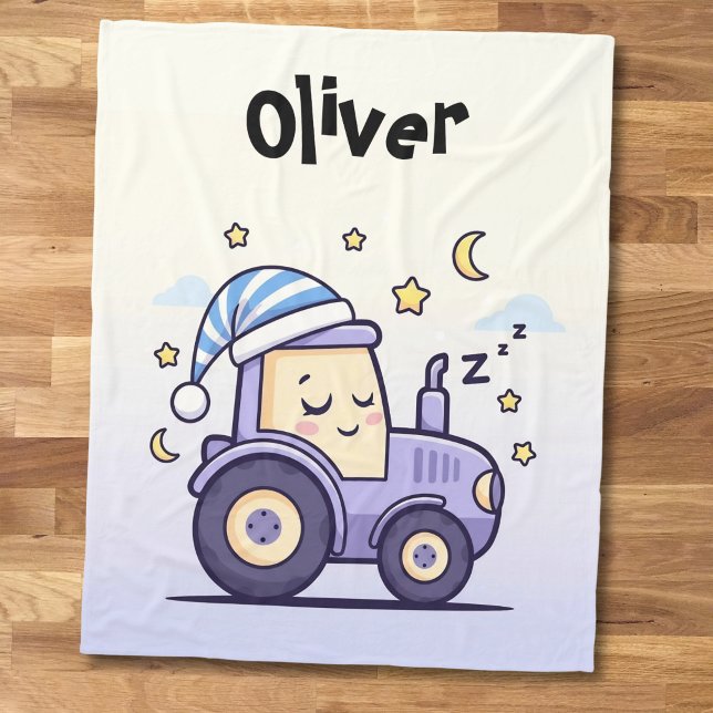 Cute Lavender Sleepy Tractor  Fleecedecke (Von Creator hochgeladen)