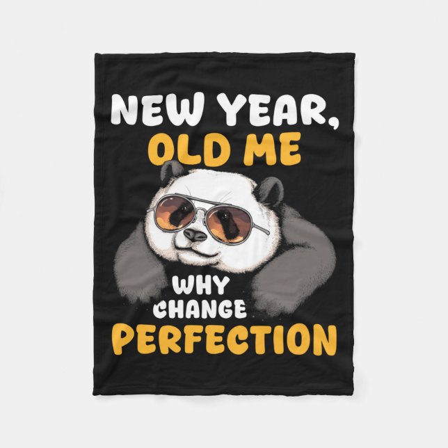 Cute Lazy Panda New Year Old Me 2026 Funny Sarcast Fleecedecke (Vorderseite)
