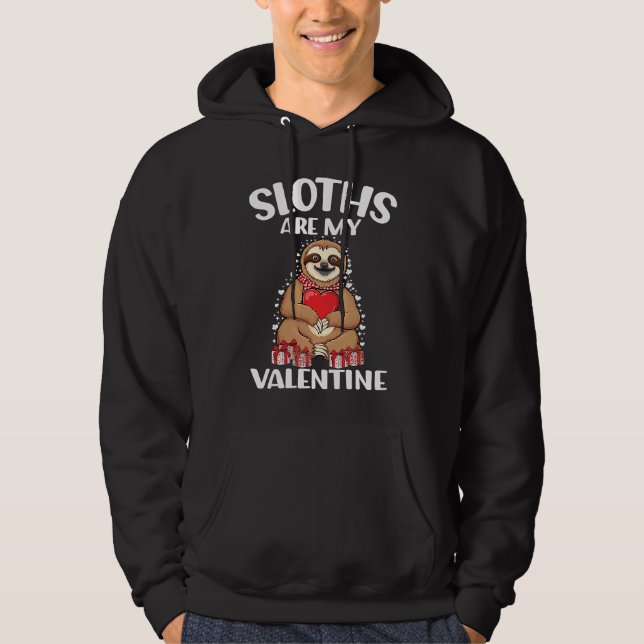 Cute lazy sloth holding heart love sloth valentine hoodie (Vorderseite)