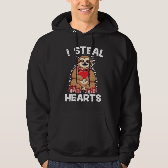 Cute lazy sloth holding heart love sloth valentine hoodie (Vorderseite)