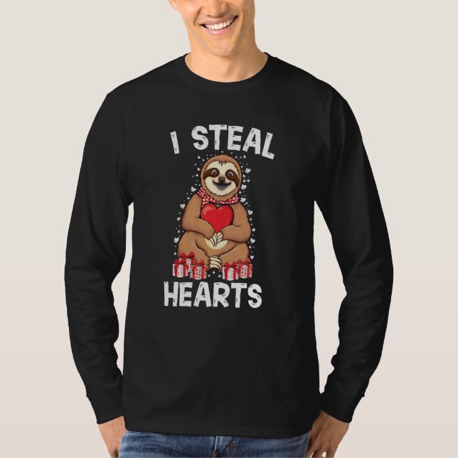 Cute lazy sloth holding heart love sloth valentine T-Shirt (Vorderseite)